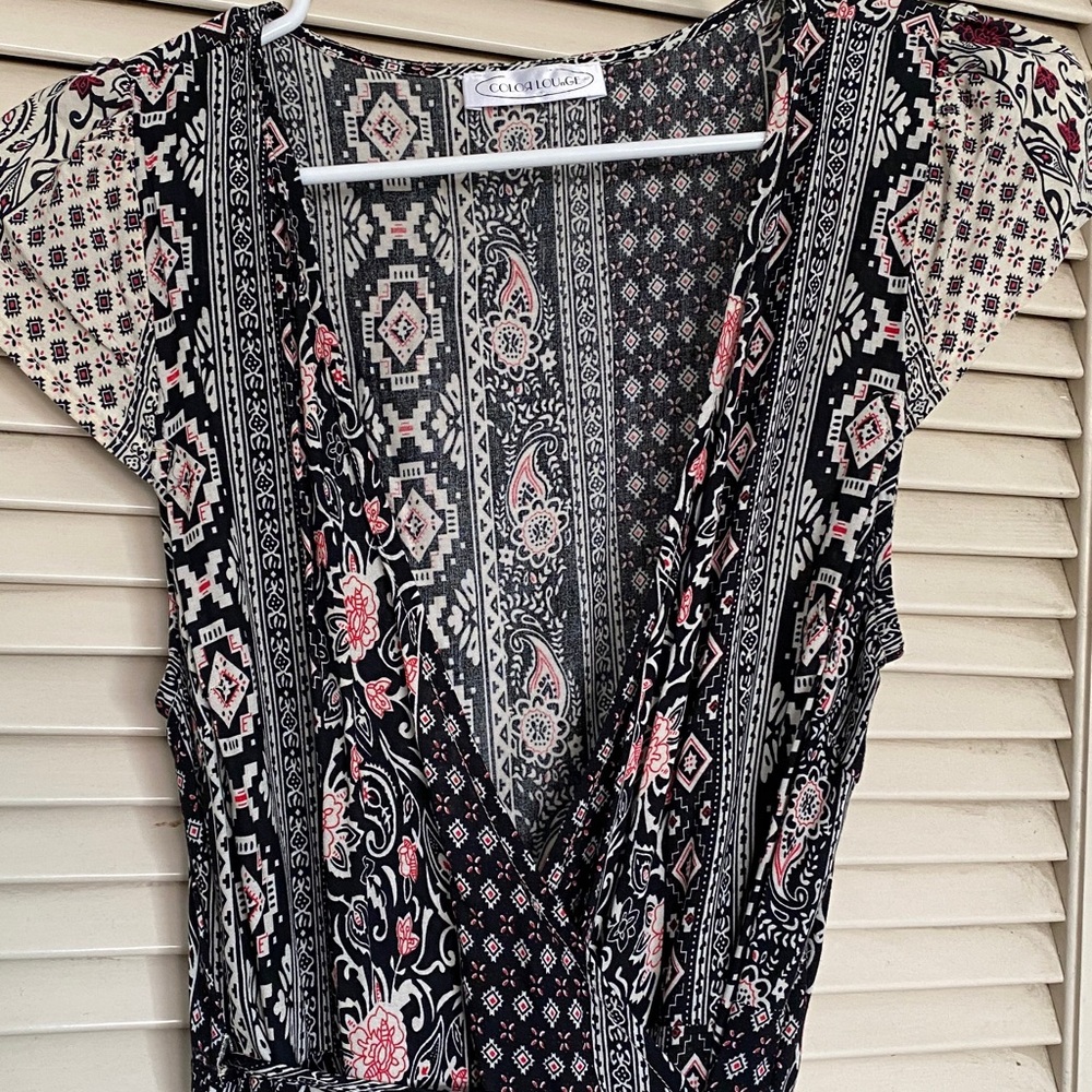 Western style wrap dress. Beautiful western pattern with floral